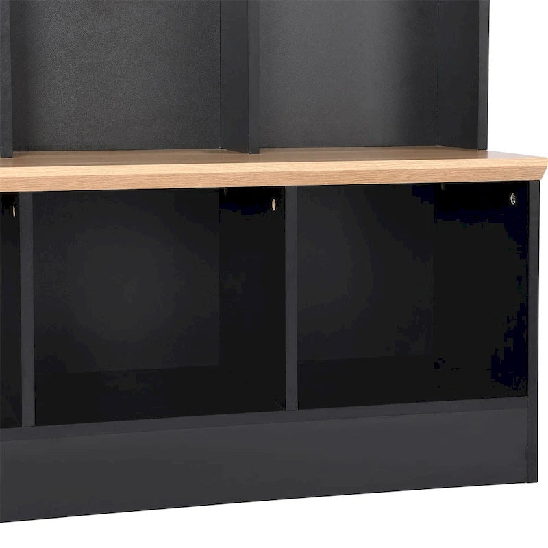 Brown Entryway Hall Tree with Storage Bench and Coat Hooks