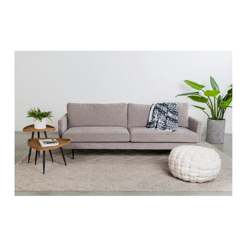 Natural Rattan Top Side Table with Rounded Edges and Fir Frame